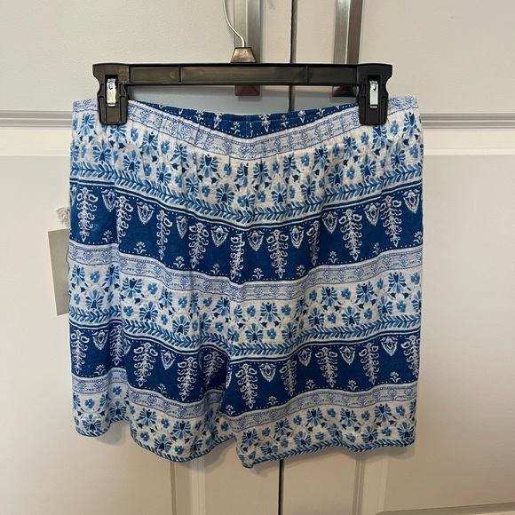 Joie Olivia Blue Floral Border Drawstring 100% Linen Shorts Sz M NWT - Picture 2 of 7